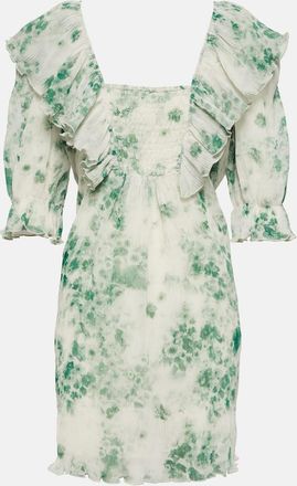 Ganni Pleated georgette minidress