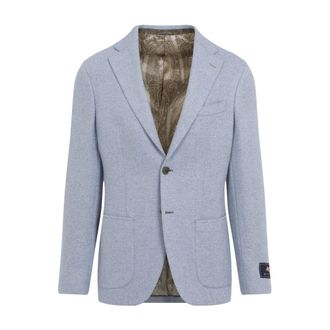 Etro Wool Cashmere Blend Jacket - male - Etro - Blazers - Blue - L - Jackets