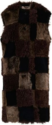 Marni Gilet con design patchwork in pelliccia sintetica - Marrone
