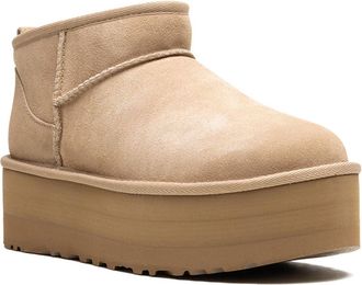 UGG Womens Ankle Boots Classic Ultra Mini Sand Leather