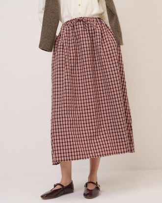 Nobody's Child Pink And Brown Check Naples Midi Skirt