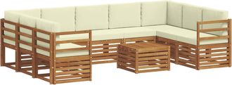 vidaXL Conjunto De Sof&aacute;s De Exterior 10 Uds. Natural Y Crema Vidaxl