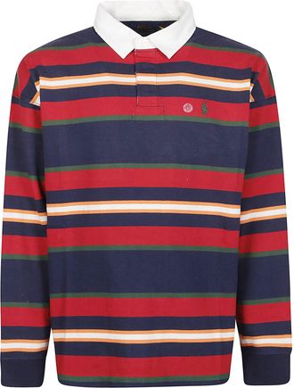 Polo Ralph Lauren Long Sleeve Rugby Polo Striped Cotton Polo Shirt