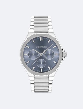 Calvin Klein Womens Multifunction Integrated Link Bracelet Watch - Blue