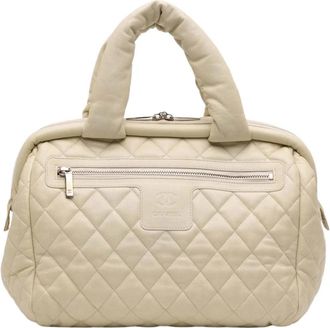 Chanel Pre-owned Quilted Leather Top Handle Bag - Dames - Vintage Handtas - Beige - ONE Size - Leer - Vintage