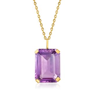 Ross-Simons Amethyst Pendant Necklace in 14kt Yellow Gold