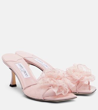 Jimmy Choo London Skye Corsage floral-appliqu&eacute; lace mules