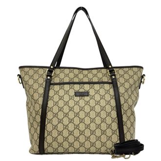 Gucci Beige Brown Pvc Leather Handbag Shoulder Bag Tote Bag (Pre-Owned)