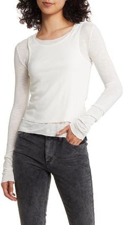 BDG Double Layer Long Sleeve Top in Off-White at Nordstrom Rack, Size X-Small