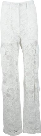 Msgm Broek - Dames - Straight fit broeken - Wit - S - Katoen - Broeken