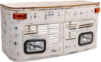 Wanderlust Deco Escritorio de madera y metal lacado blanco 155x65x75