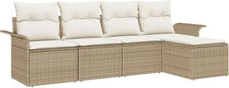 vidaXL Garden Sofa Set with Cushion 5 pcs Beige Poly rattan Vidaxl