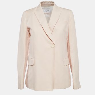 Sandro Pink Ramie Blend Single Breasted Blazer