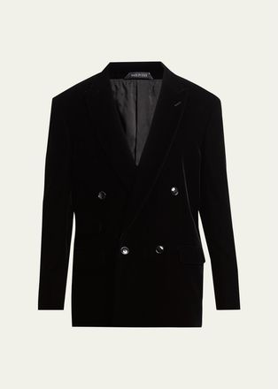 Giorgio Armani Mens Double-Breasted Velvet Blazer