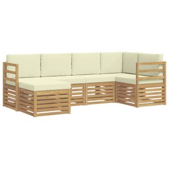 vidaXL Conjunto De Sof&aacute;s De Exterior 6 Pcs Blanco Y Crema Poli&eacute;ster Vidaxl