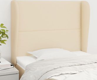 vidaXL Cabecero Con Orejas De Tela Color Crema 93x23x118/128 Cm Vidaxl