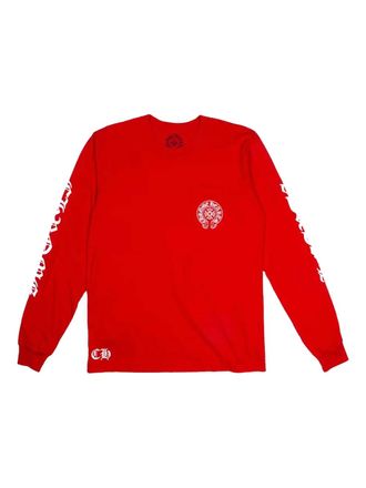 Chrome Hearts T-shirt Scroll Logo a maniche lunghe - Rosso