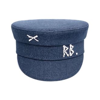 Ruslan Baginskiy Hats, unisex, Blue, Size: M Crystal-Embellished Denim Baker Boy Cap