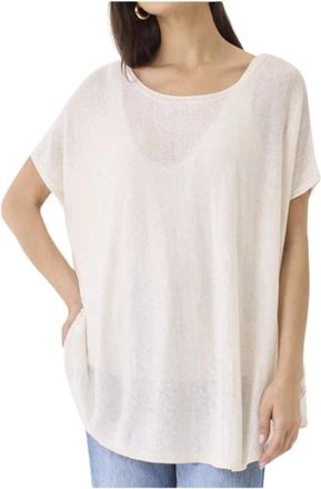 Majestic Filatures T-Shirt - Dames - Ronde hals truien - Grijs - M - Linnen - Truien & Vesten