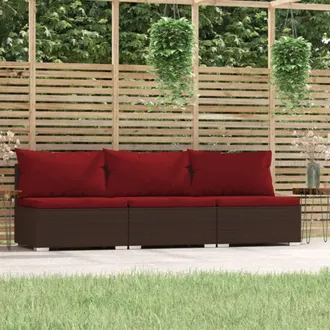 vidaXL Furniture Limited - Sof&aacute; De Jard&iacute;n De 3 Plazas Con Cojines Rat&aacute;n