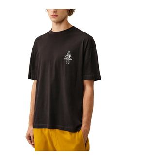 C.P. Company C.p. Company, Tops, Heren, Zwart, L, Katoen, 30/1 Jersey T-shirt met korte mouwen en comfortabel logo