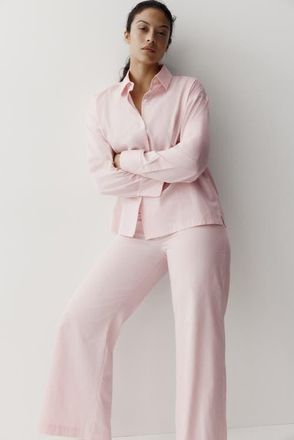H&M Cotton Satin Pyjamas in Light Pink at Nordstrom, Size X-Large