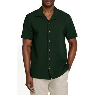 Brooklyn Brigade Solid Myrtle Short Sleeve Seersucker Camp Shirt in Green at Nordstrom, Size Xx-Large