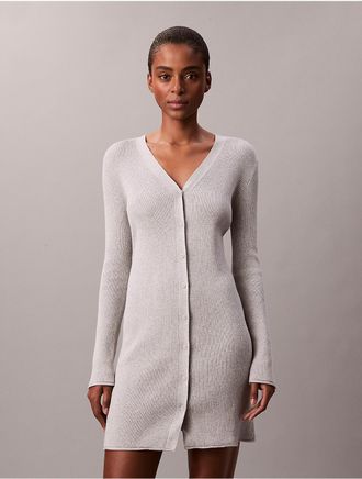 Calvin Klein Jeans Calvin Klein Womens Smooth Cotton Rib Duster - Grey - XL