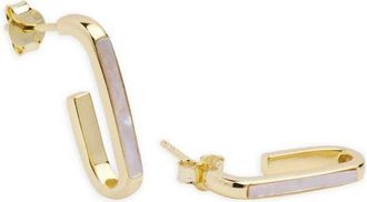 Argento Vivo Elongated Mother-of-Pearl Hoop Earrings in Gold at Nordstrom