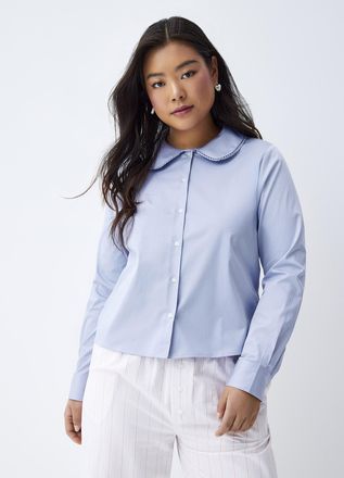 Twik Womens Openwork-embroidery Peter Pan-collar shirt Ground Yourself collection