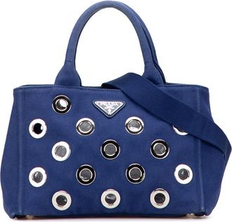 Prada Pre-owned Prada Small Canvas Canapa Grommet Satchel VCAUE8V39WVIA2AW