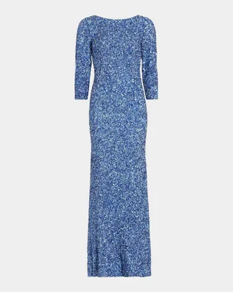Theia Sequin Column Gown