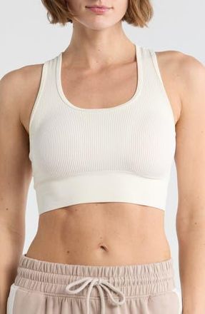 Yogalicious Sweet Allure Seamless Rib Sports Bra in White Dove at Nordstrom Rack, Size X-Small