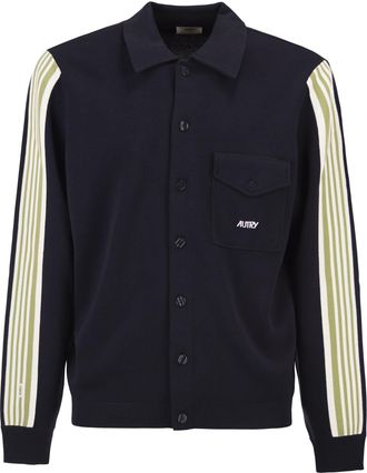 Autry gebreid jasje met knopen en zijstrepen