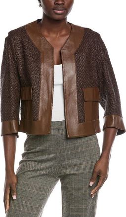 Akris Gate Leather-Trim Wool-Blend Jacket