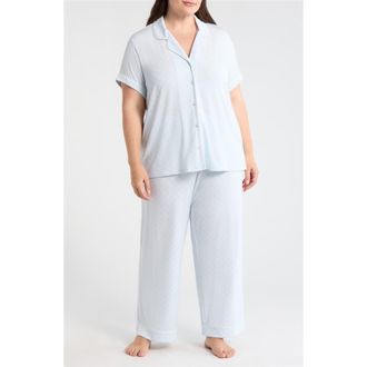 Nordstrom Moonlight Eco Crop Pajamas in Blue A Cutout Geo at Nordstrom, Size 1X