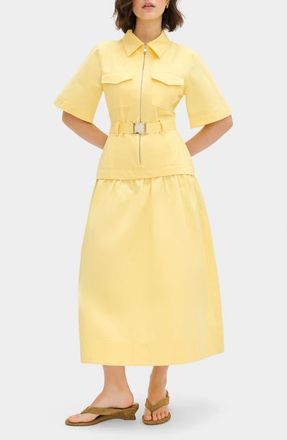 Aligne Pearl Short Sleeve Organic Cotton Midi Dress in Yellow at Nordstrom, Size 10