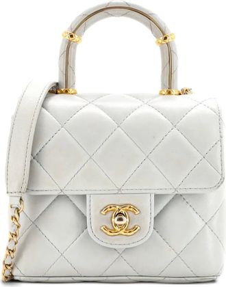 Chanel Crush Top Handle Flap Bag Quilted Lambskin Mini crossbody bag - Grigio
