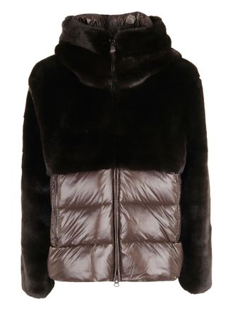 Blauer hooded panelled jacket - women - Polyester/Polyamide/Polyester/Nylon - M - Black