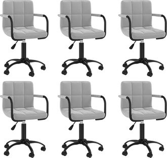 vidaXL Sillas De Comedor Giratorias 6 Uds De Terciopelo Gris Claro Vidaxl