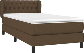 vidaXL Vidaxl - Cama Box Spring Con Colch&oacute;n Tela Marr&oacute;n Oscuro 100x200 Cm