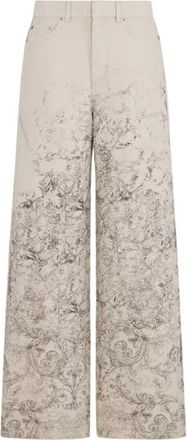 Dior Flared Jeans - Dames - Wijde Broeken - Beige - XS - Katoen - Broeken