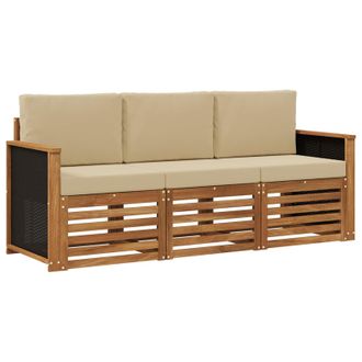 vidaXL Juegos De Sof&aacute;s Con Coj&iacute;n 3 Pcs Madera De Acacia S&oacute;lida Vidaxl