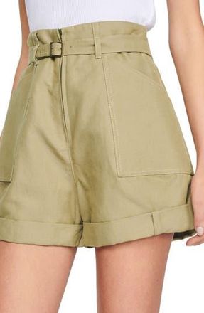 Sandro Belted High Waist Twill Shorts in Terre at Nordstrom Rack, Size 4 (Fits Like 10 Us) / 42 Eu