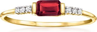 RS Pure by Ross-Simons Garnet Ring With Diamond Accents in 14kt Yellow Gold