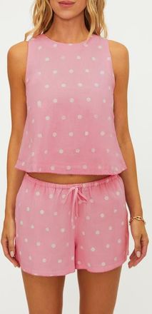 Beach Riot Dollie Polka Dot Sleeveless Cotton & Linen Cover-Up Top in Pink /White Polka Dots at Nordstrom, Size X-Small