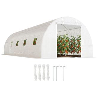Mauro Ferretti Serra A Tunnel 8x3x2 M Con Rivestimento In Plastica E Acciaio Rinforzato, Bianco