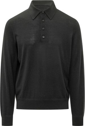 Tom Ford Wol Polo Shirt - Heren - Polos - Zwart - XL - Wol - Tops