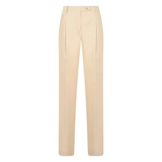 Alberta Ferretti High-waisted Straight Trousers - female - Alberta Ferretti - Straight Trousers - Beige - L - Trousers