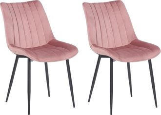 Clp Set de 2 sillas con patas de metal y asiento en Terciopelo Rosado